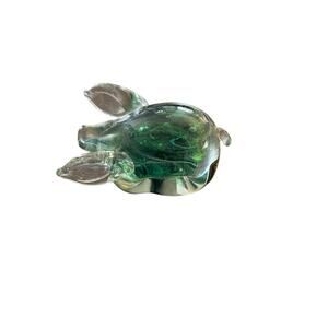 Green Swirled Art Glass Pig by Kerry Glass 1970's